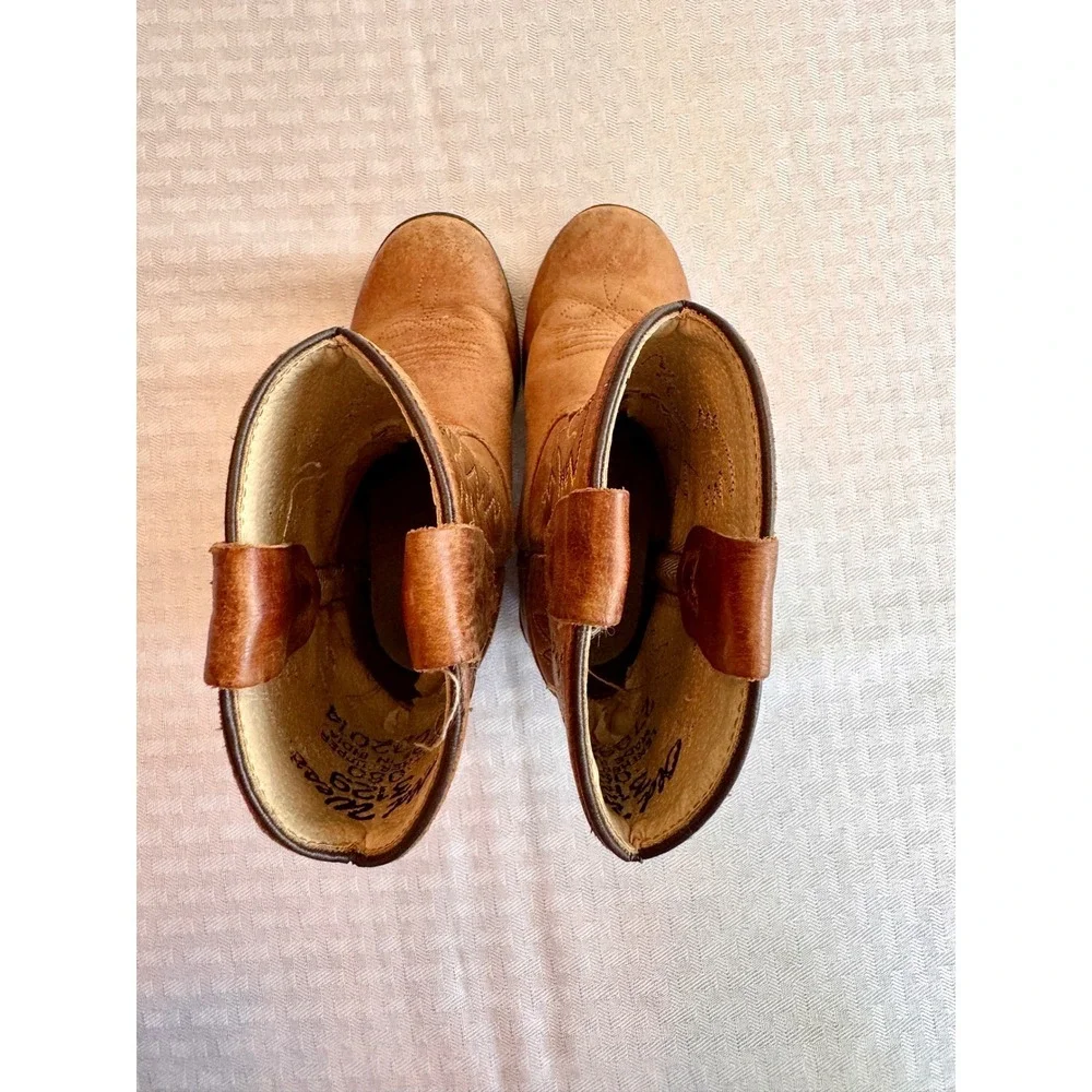 Old West Kids Tan‎ Leather Western Cowboy Boots 3129 Size 8.5 Toddler Brown
